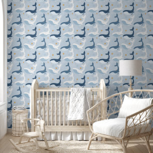 Papier Peint Sweet Blue Whales Nursery