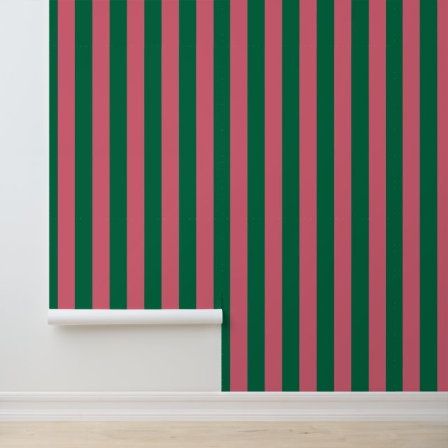 Papier Peint Sweetheart Rose Pickle Rayure Verte (Application)