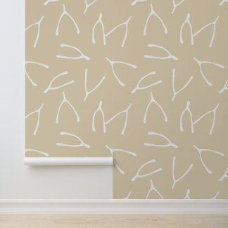 Papier Peint Symbole de chance Os de souhait beige blanc