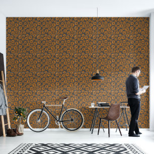 Papier Peint Symboles Bitcoin Orange et Gris
