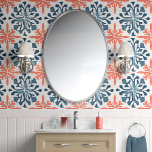 Papier Peint Symphonie Coral Reef - Turquoise et corail - Côtie