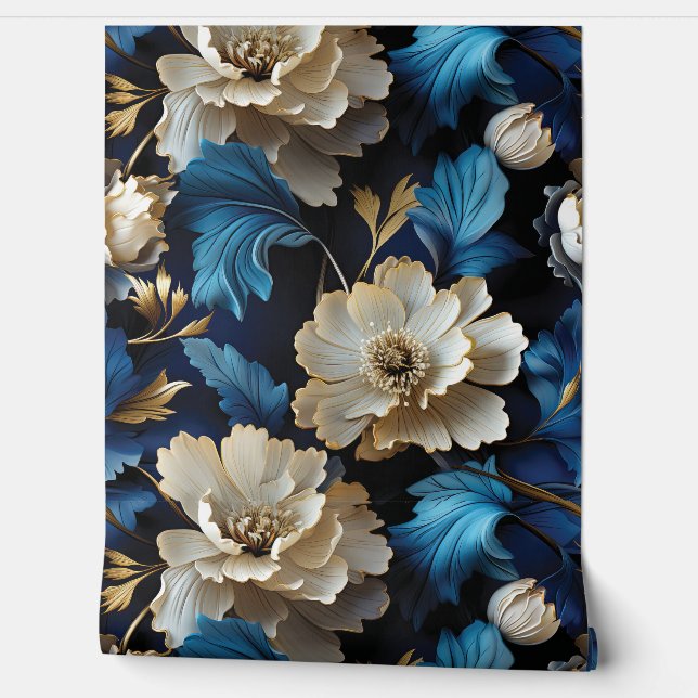 Papier Peint Symphonie Sapphire Starlit Botanique (Déroulement)