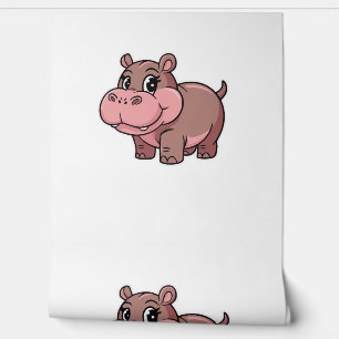 Papier Peint T-shirt à manches longues bébé hippopotame mignon 