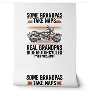 Papier Peint T-shirt drôle grand-père moto gravure vintage
