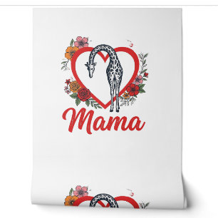 Papier Peint T-shirt vintage girafe maman cœur floral Design_1