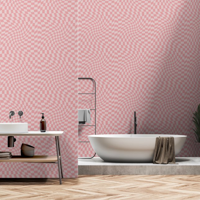 Papier Peint Tableau de bord à torsion rose (Salle de bain)