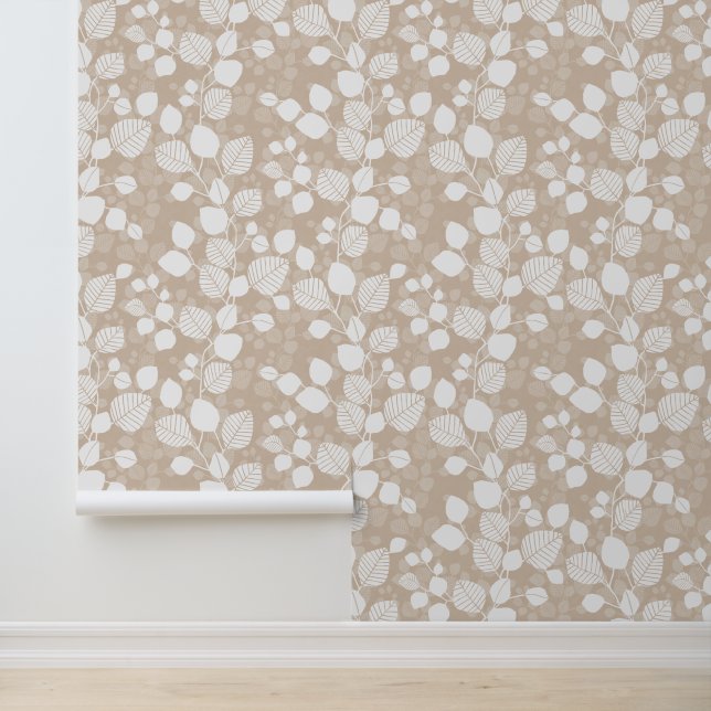 Papier Peint Tangled Foliage Canopy XL white leaves beige (Application)