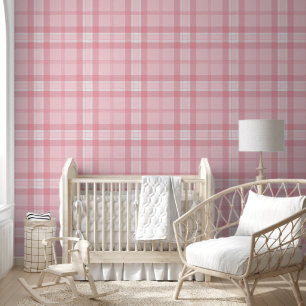 Papier Peint Tartan rose Imprimé - Plaid Cosy