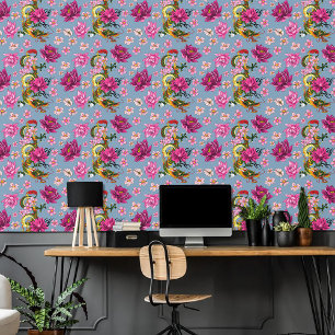 Papier Peint Tatouage de dragon chinois vert gras lotus sarcell