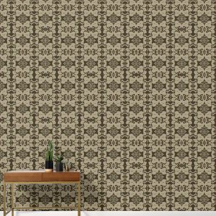 Papier Peint Taupe Motif feuille de défilement orné