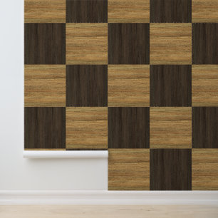 Papier Peint Teinte de bois moderne damier chêne fini