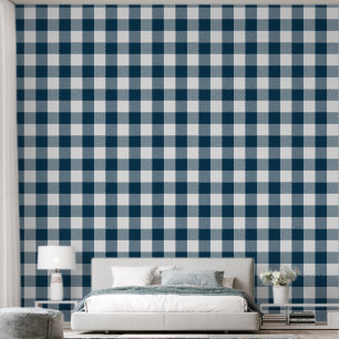 Papier Peint Tendance 6" à carreaux buffalo bleu marine