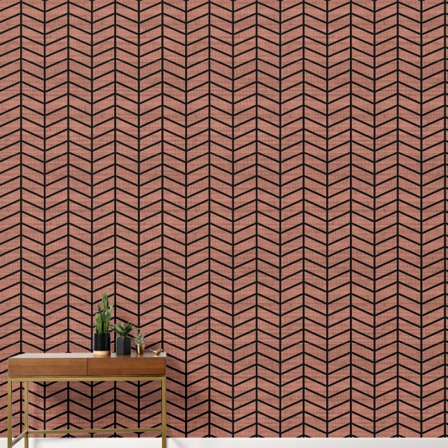 Papier Peint Tendance Rustique Brown Chevron (Couloir)