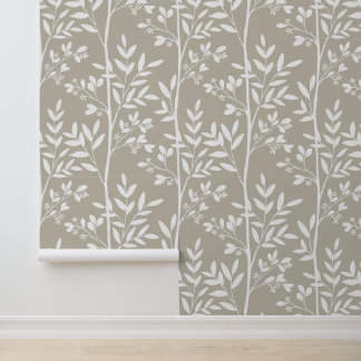 Papier Peint Tendre silhouette florale beige neutre Art botaniq