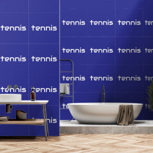 Papier Peint TENNIS Amusement Raffiné Texte Épuré Sur Fond Bleu
