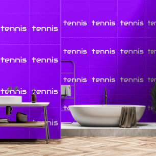 Papier Peint TENNIS Blanc Raffiné Texte Élégant Sur Fond Violet