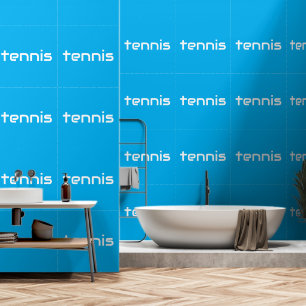 Papier Peint TENNIS Fun Raffiné Blanc Texte Élégant Sur Bleu Az