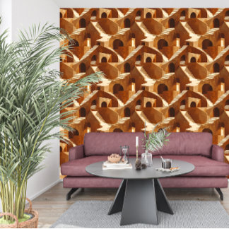 Papier Peint Terracotta Ascension™ Luxueux Airbnb