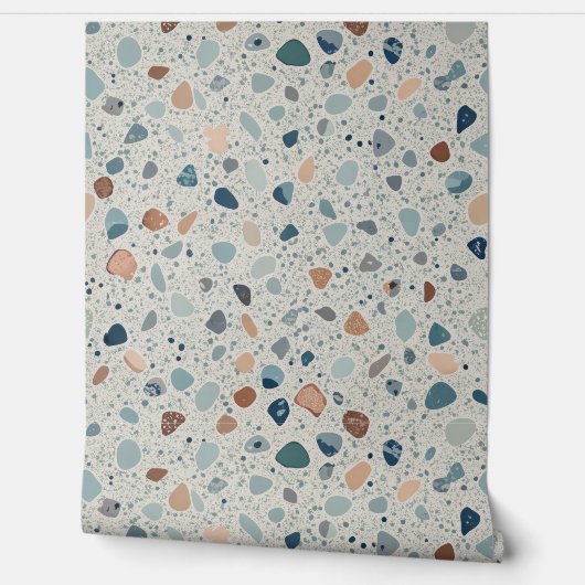 Papier Peint Terrazzo Pattern with Organic Earth Tone Chips (Déroulement)