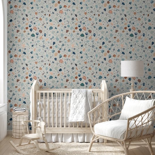 Papier Peint Terrazzo Pattern with Organic Earth Tone Chips (Enfants)