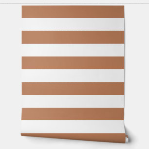 Papier Peint Terre cuite et larges bandes horizontales blanches