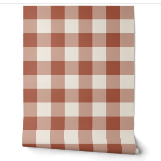 Papier Peint Terre cuite grand carreaux à carreaux Gingham