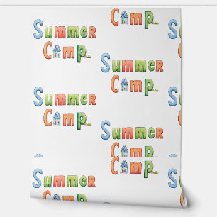 Papier Peint Texte du camp d'été coloré pour l'aventure en plei