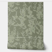 Papier peint texturé Flora en vert olive  (Déroulement)