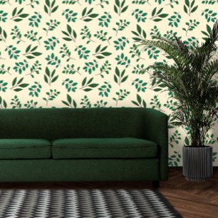Papier Peint Texture minimaliste des feuilles d'aquarelle verte