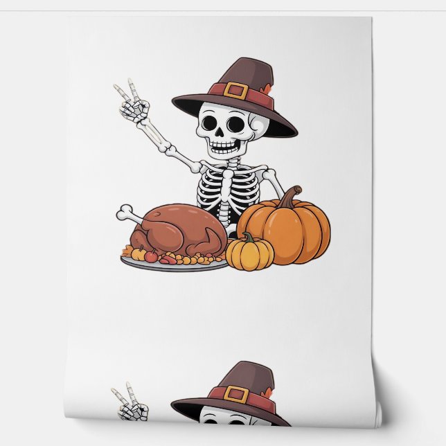 Papier Peint Thanksgiving X-ray Skeleton Funny Rock Hand Fall L (Déroulement)