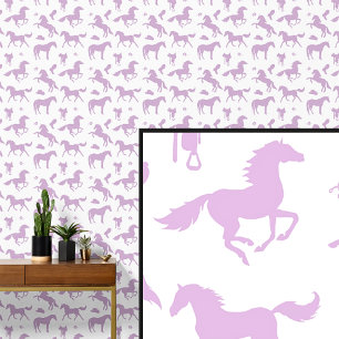 Papier Peint Thème Cheval Mauve Rose clair