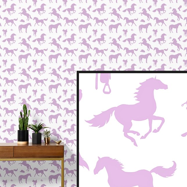 Papier Peint Thème Cheval Mauve Rose clair (Créateur téléchargé)