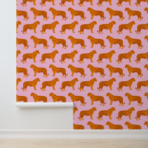 Papier Peint Tigre rose moderne