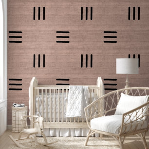 Papier Peint Tissu africain moderne élégant en beige Mudcloth