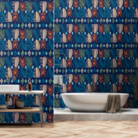 Tissu de moisissure tribale des Caraïbes : bleu fe
