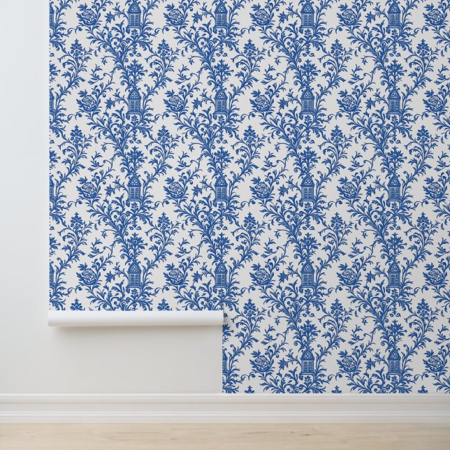 Papier Peint Toile à fleurs bleue (Application)