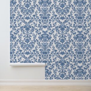 Papier Peint Toile de Jouy bleue vintage