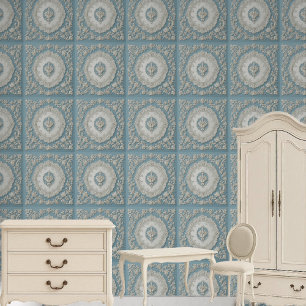 Papier Peint Toile De Jouy Vintage Européenne Bleu Campagne
