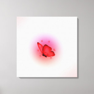Papier peint toile papillon en couleur rouge