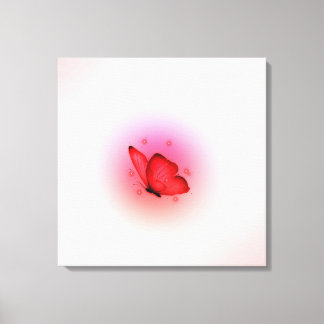 Papier peint toile papillon en couleur rouge
