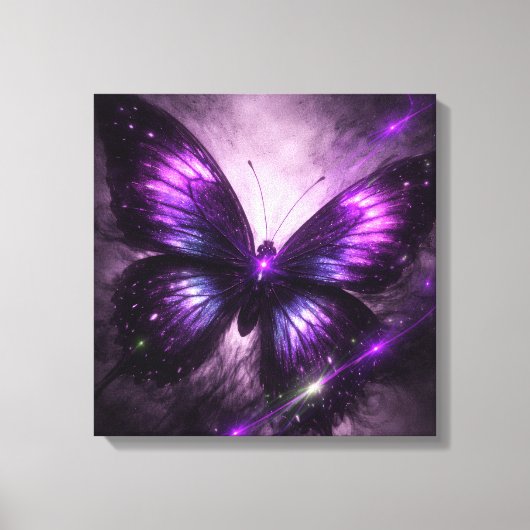 Papier peint toile Papillon Galaxie Violette (Recto)