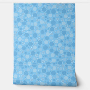 Papier Peint tons bleu vif avec pois dans les années 60 rétro