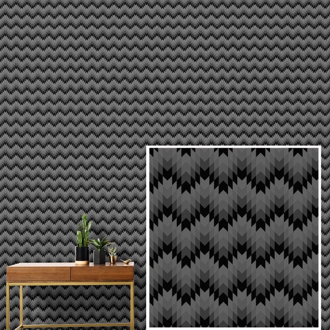 Papier Peint Tons d'automne gris noir Tons géométriques Vagues (Créateur téléchargé)