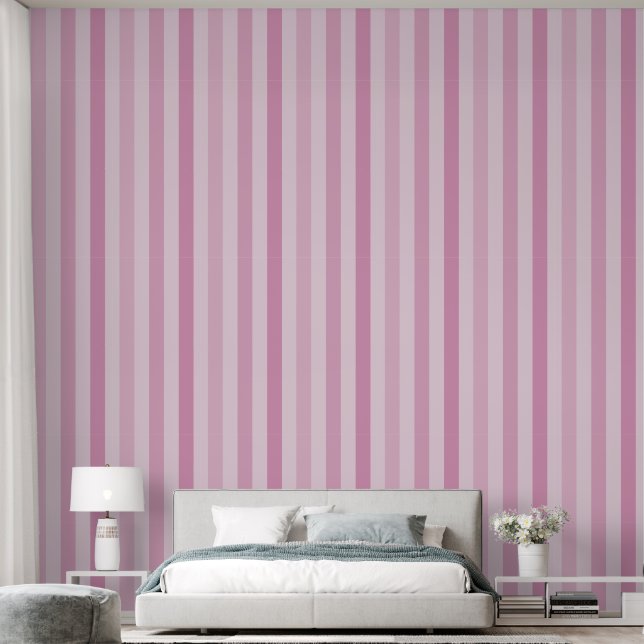 Papier Peint Tons de rose régulière rayures Accent (Chambre à coucher)
