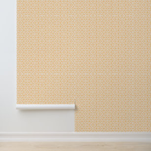 Papier Peint Topaze et Clé Grecque Blanche Moyenne
