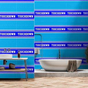 Papier Peint TOUCHDOWN Bleu Royal Blanc Rayures de Course