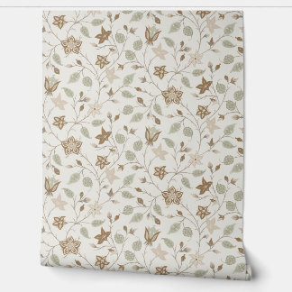 Papier Peint Trailing Floral - Paisley - Beige And Sage Green