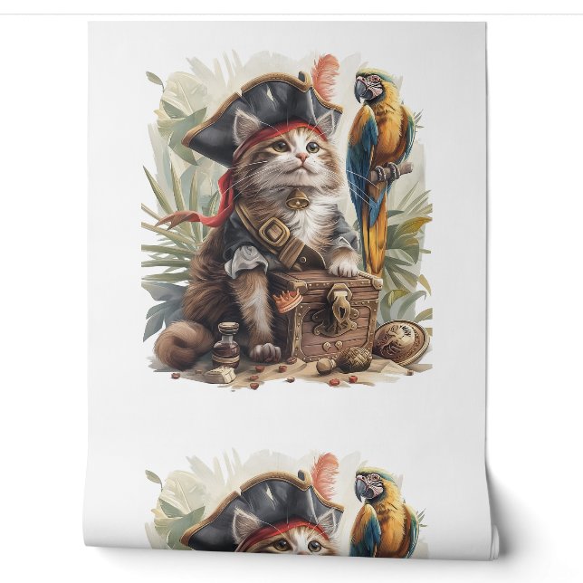 Papier Peint Trésor de chat pirate (Déroulement)