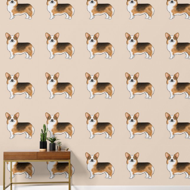 Papier Peint Tri Pembroke Welsh Corgi Motif (Couloir)