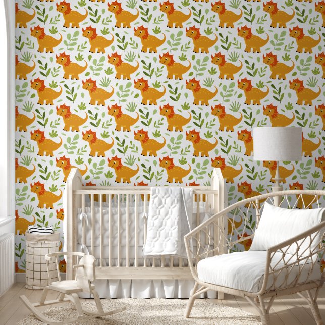 Papier Peint Triceratops Forêt Chaude (Enfants)